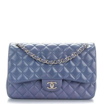 Chanel Lambskin Quilted Jumbo Double Flap Blue 1 of 15