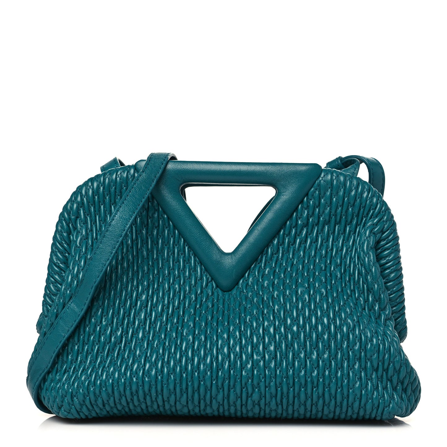 Lambskin Knit Small The Point Triangle Bag Mallard