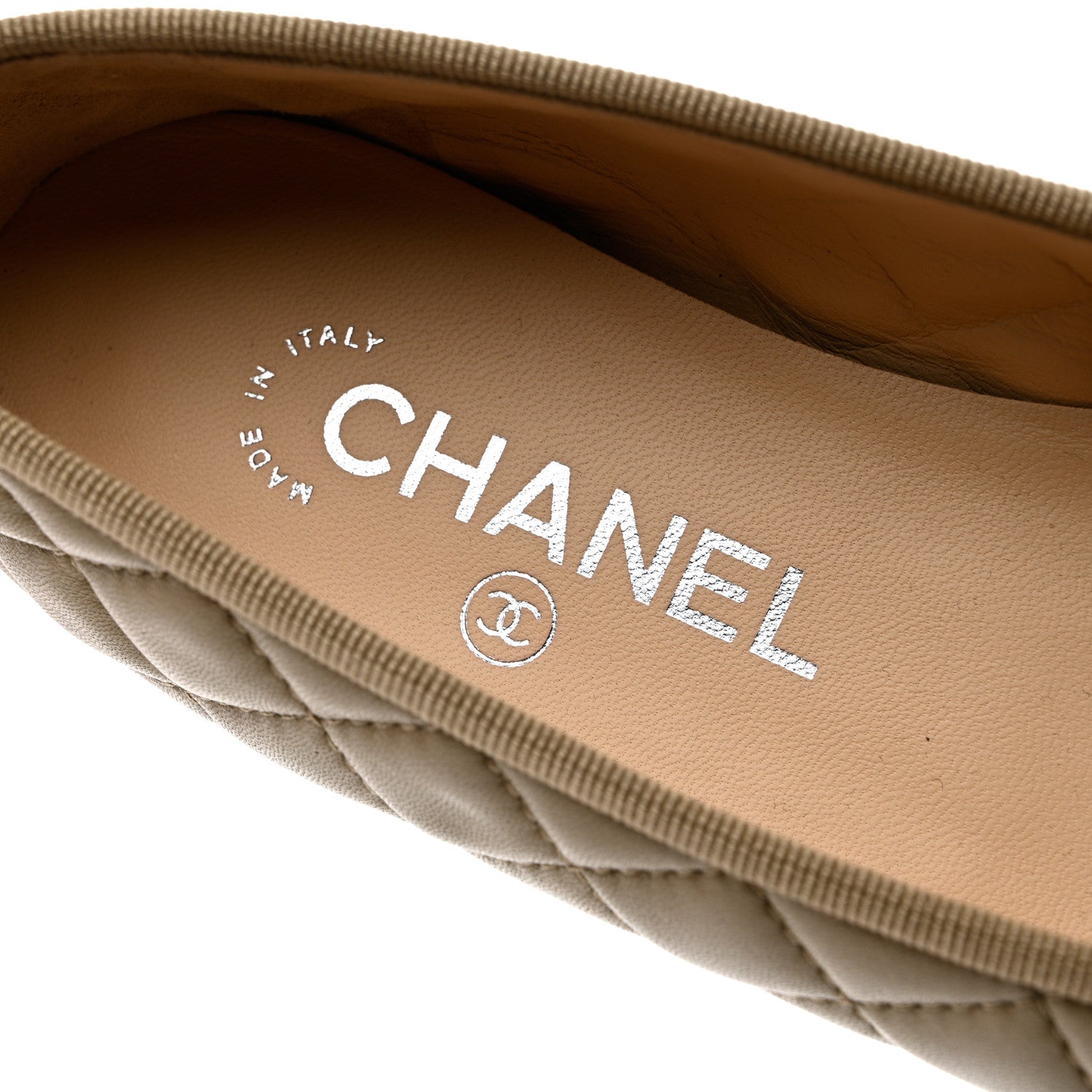 Chanel Lambskin Quilted CC Cap Toe Ballerina Flats 36.5 Beige 7 of 10