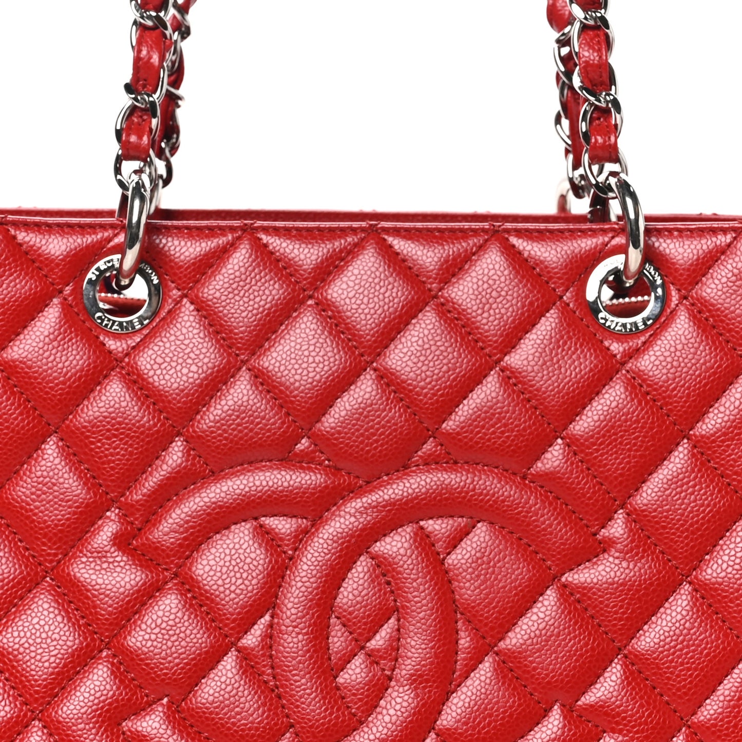 Caviar Quilted Grand Shopping Tote GST Red