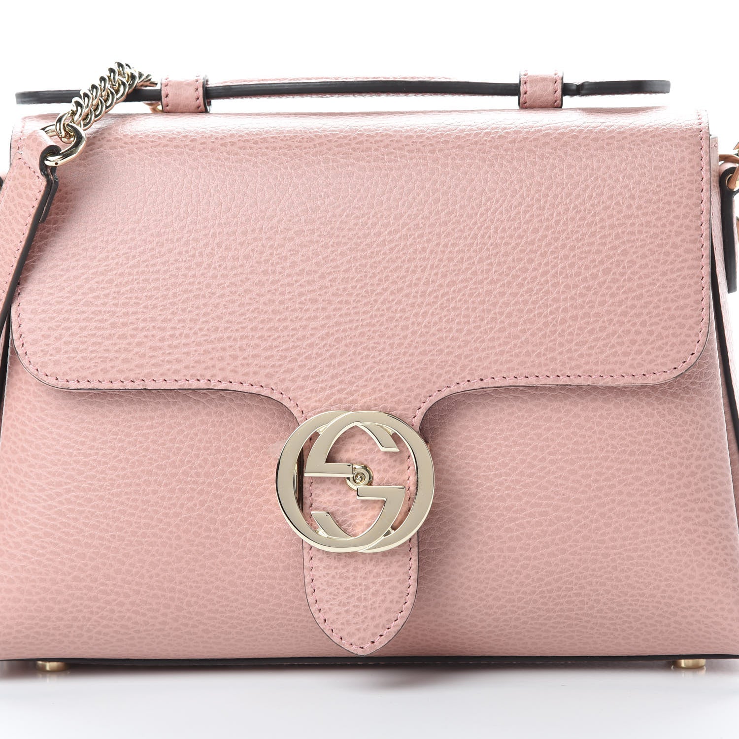 Gucci Dollar Calfskin Interlocking G Top Handle Shoulder Bag Soft Pink 8 of 10