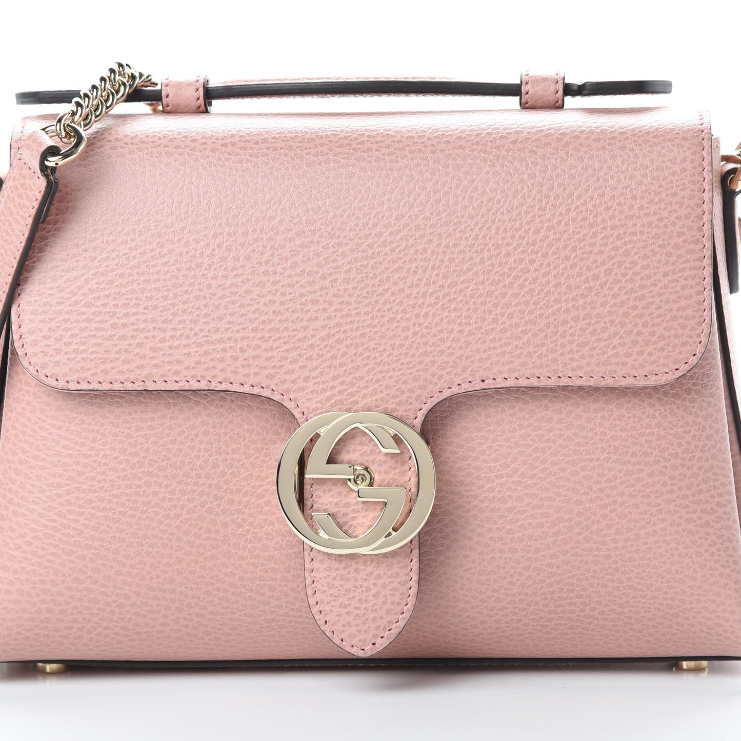 Dollar Calfskin Interlocking G Top Handle Shoulder Bag Soft Pink