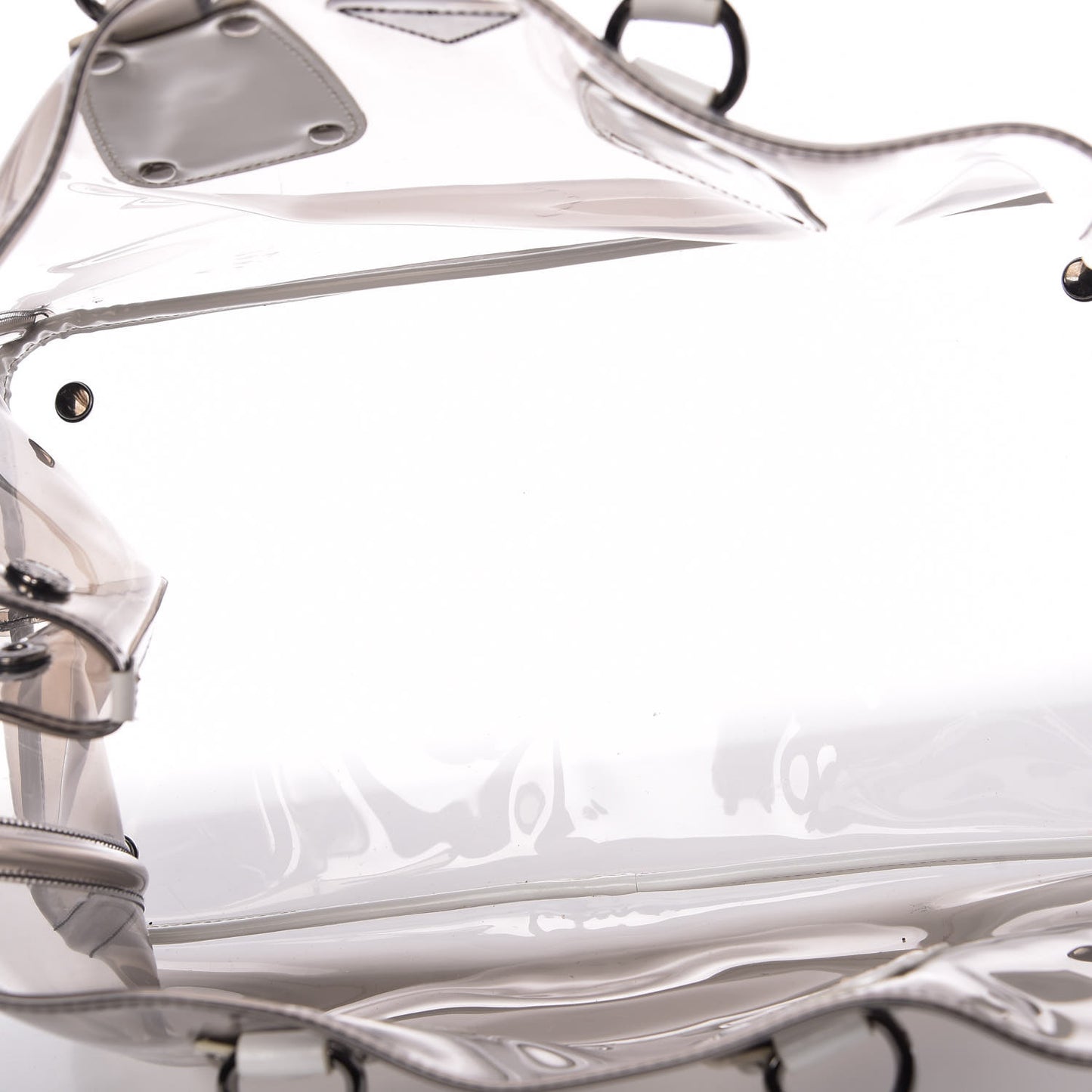 Vinyl Calfskin Tote Transparent White