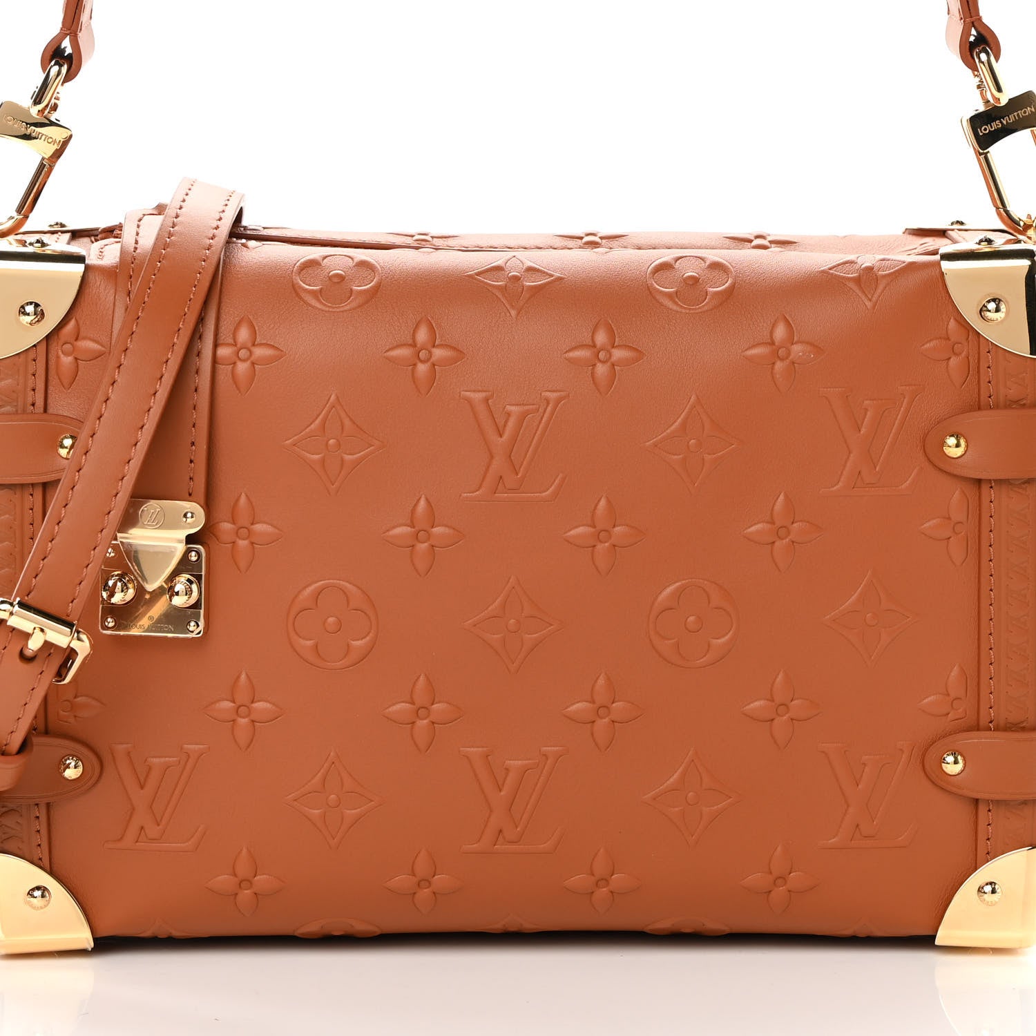 Louis Vuitton Calfskin Debossed Monogram Side Trunk Tan 7 of 10