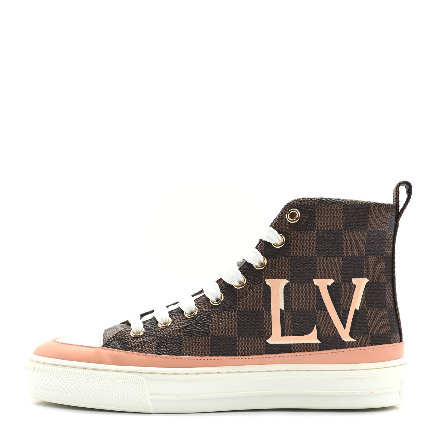 Damier Ebene Stellar High Top Sneakers 35 Venus Pink