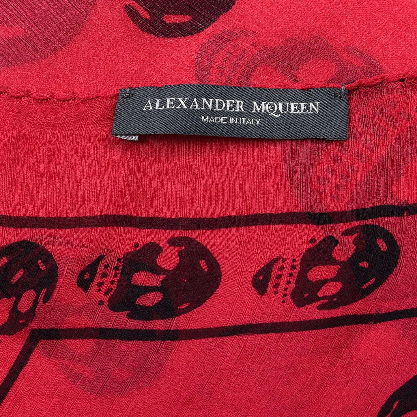 Silk Chiffon Skull Scarf Red Black
