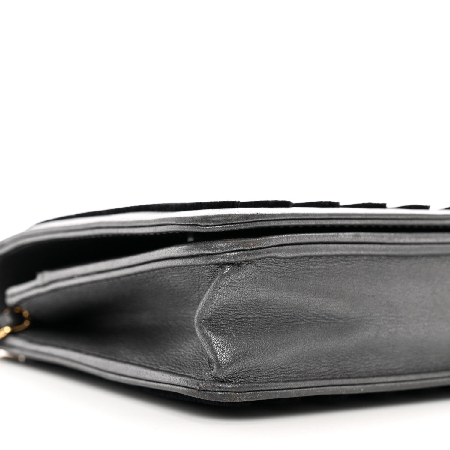 Chanel Iridescent Calfskin Velvet Stripe Wallet On Chain WOC Charcoal 10 of 12