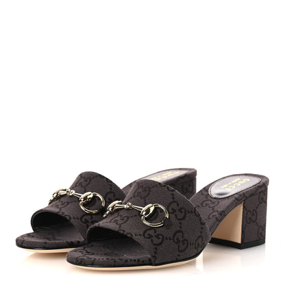 Gucci GG Monogram Horsebit Slide Sandals 36 Dark Brown 4 of 11