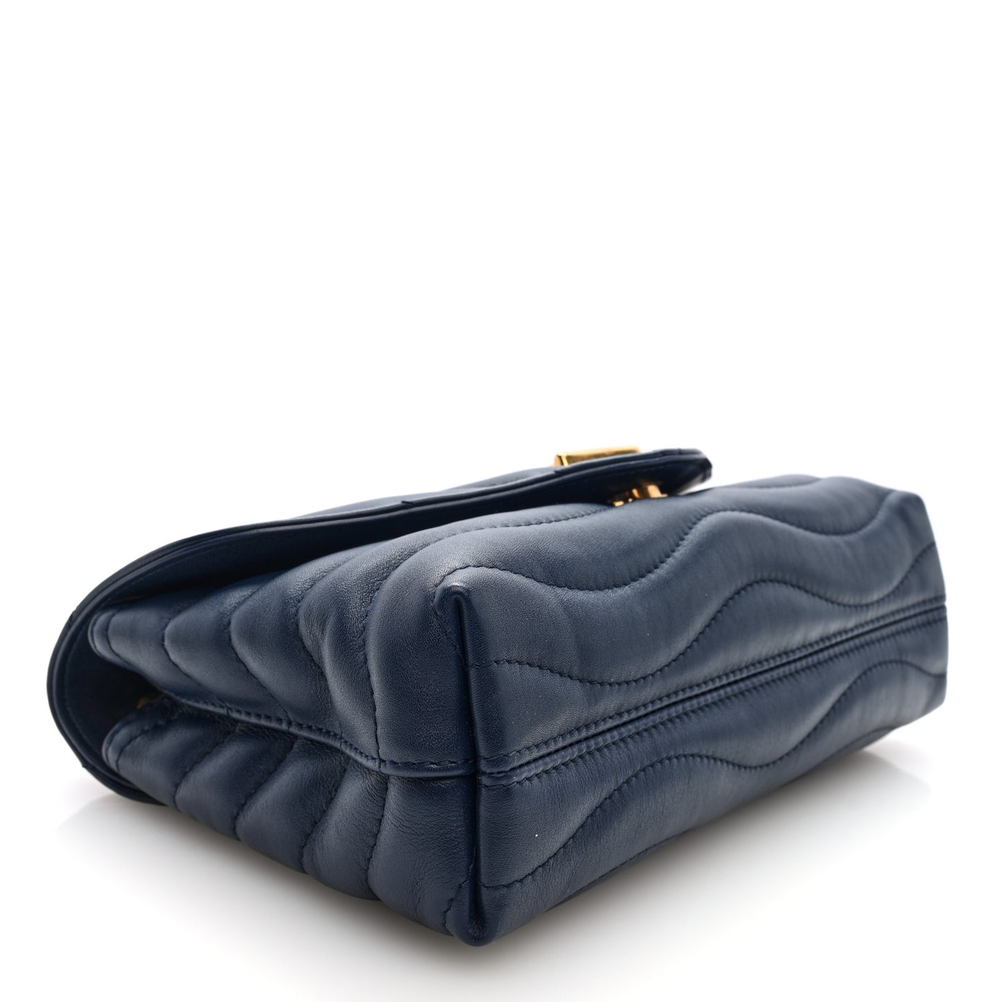 Calfskin New Wave Chain Bag MM NM Bleu Nuit