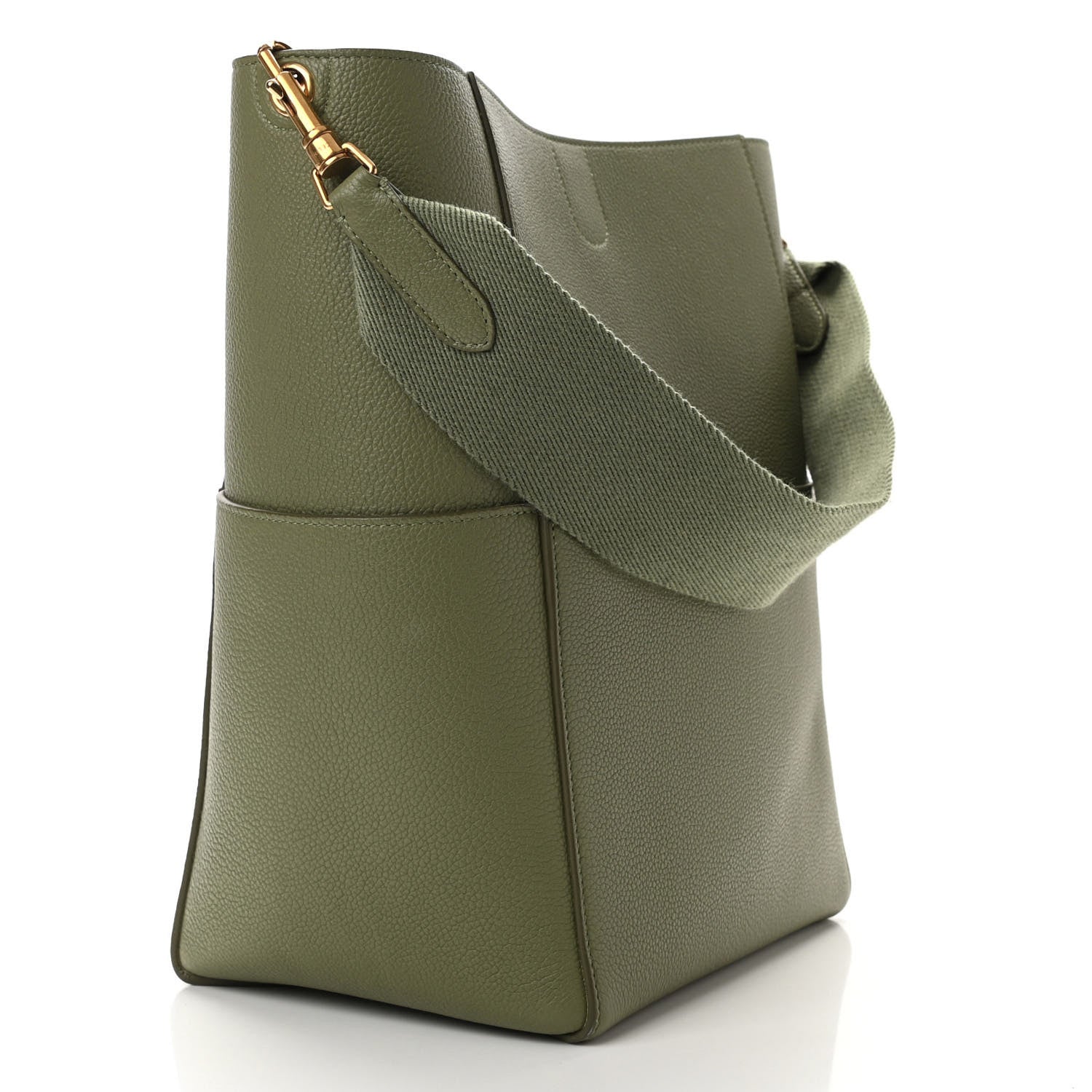 Celine Soft Grained Calfskin Sangle Bucket Bag Light Khaki 2 of 12