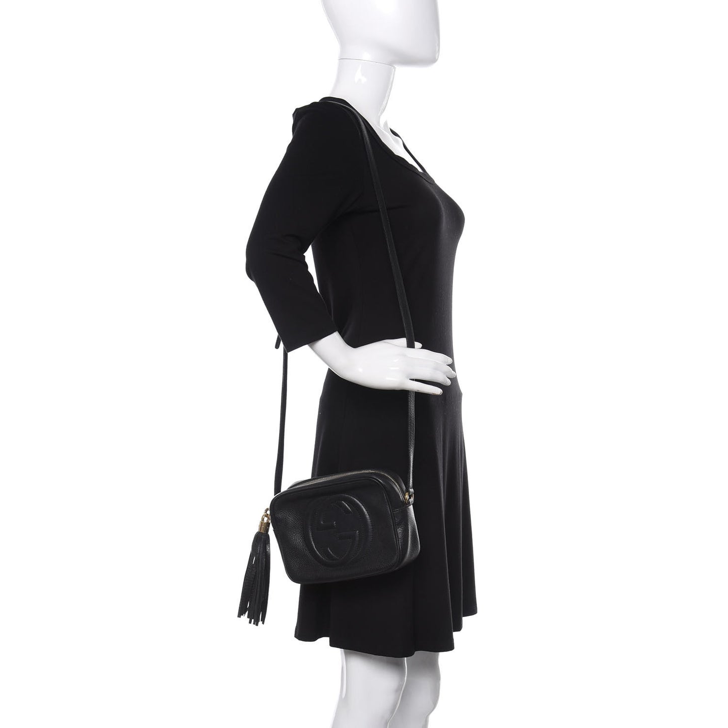 Pebbled Calfskin Small Soho Disco Bag Black