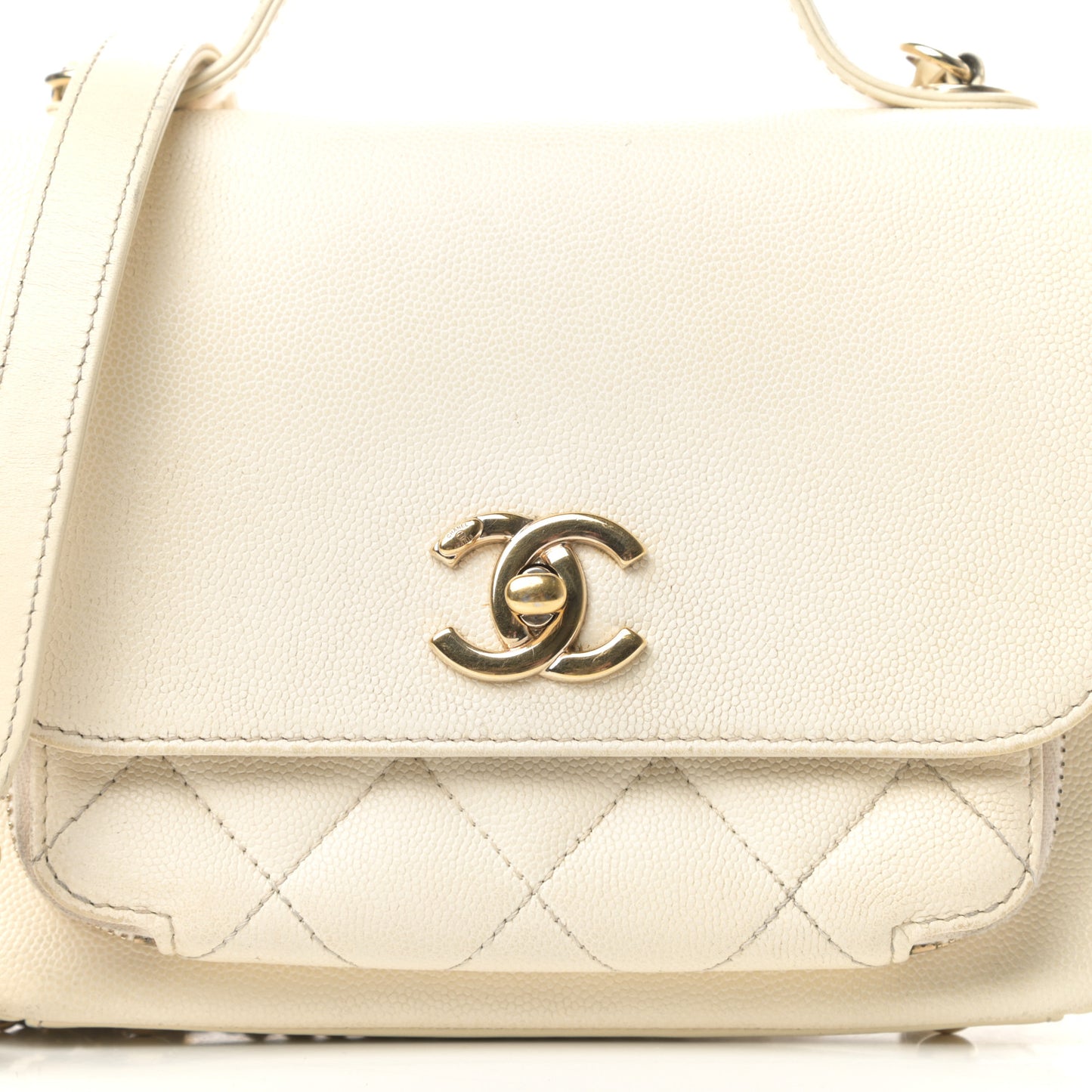 Caviar Quilted Small Business Affinity Flap White