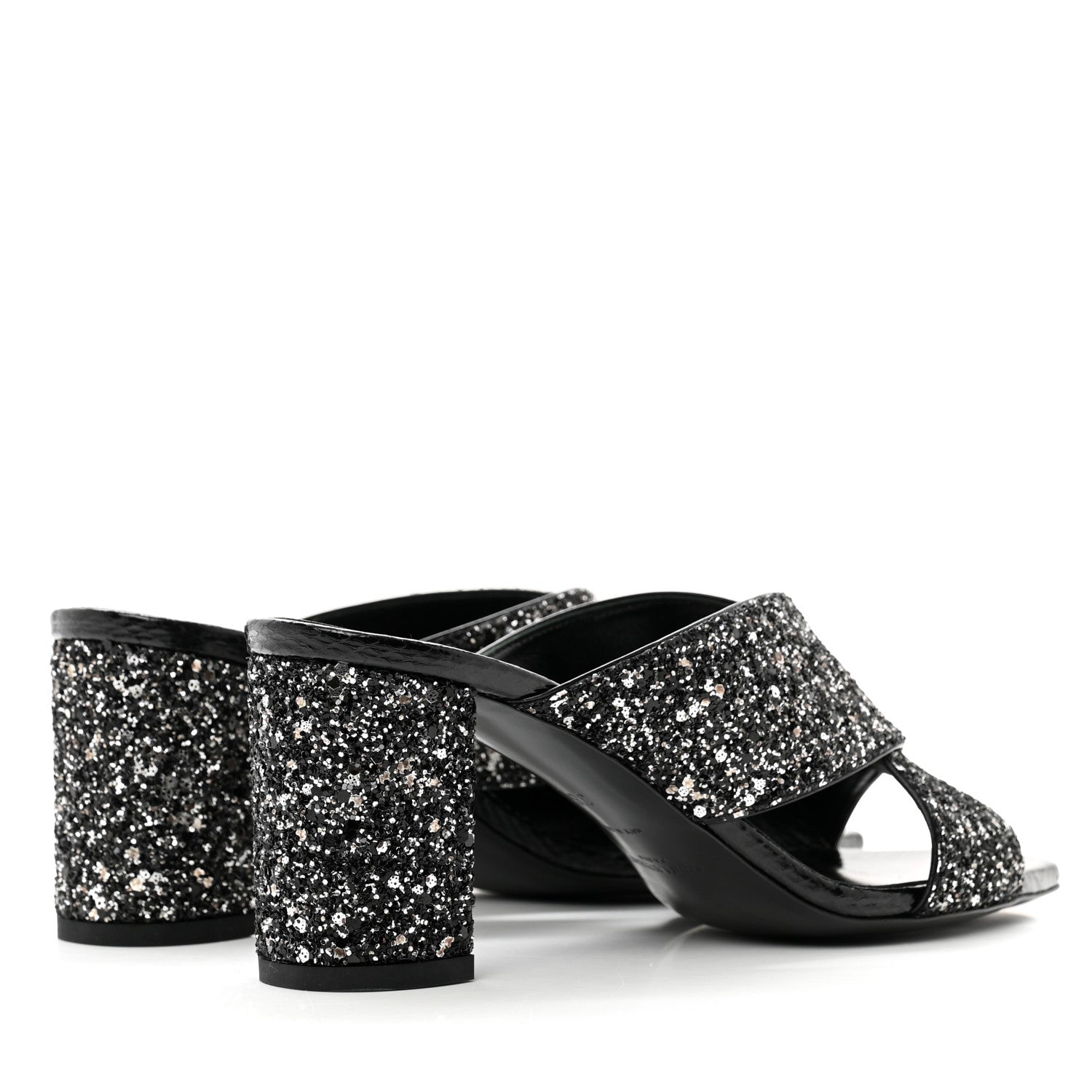Saint Laurent Glitter LouLou 70 Mule Sandals 36 Black 4 of 9