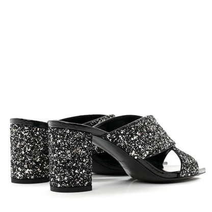 Saint Laurent Glitter LouLou 70 Mule Sandals 36 Black 4 of 9