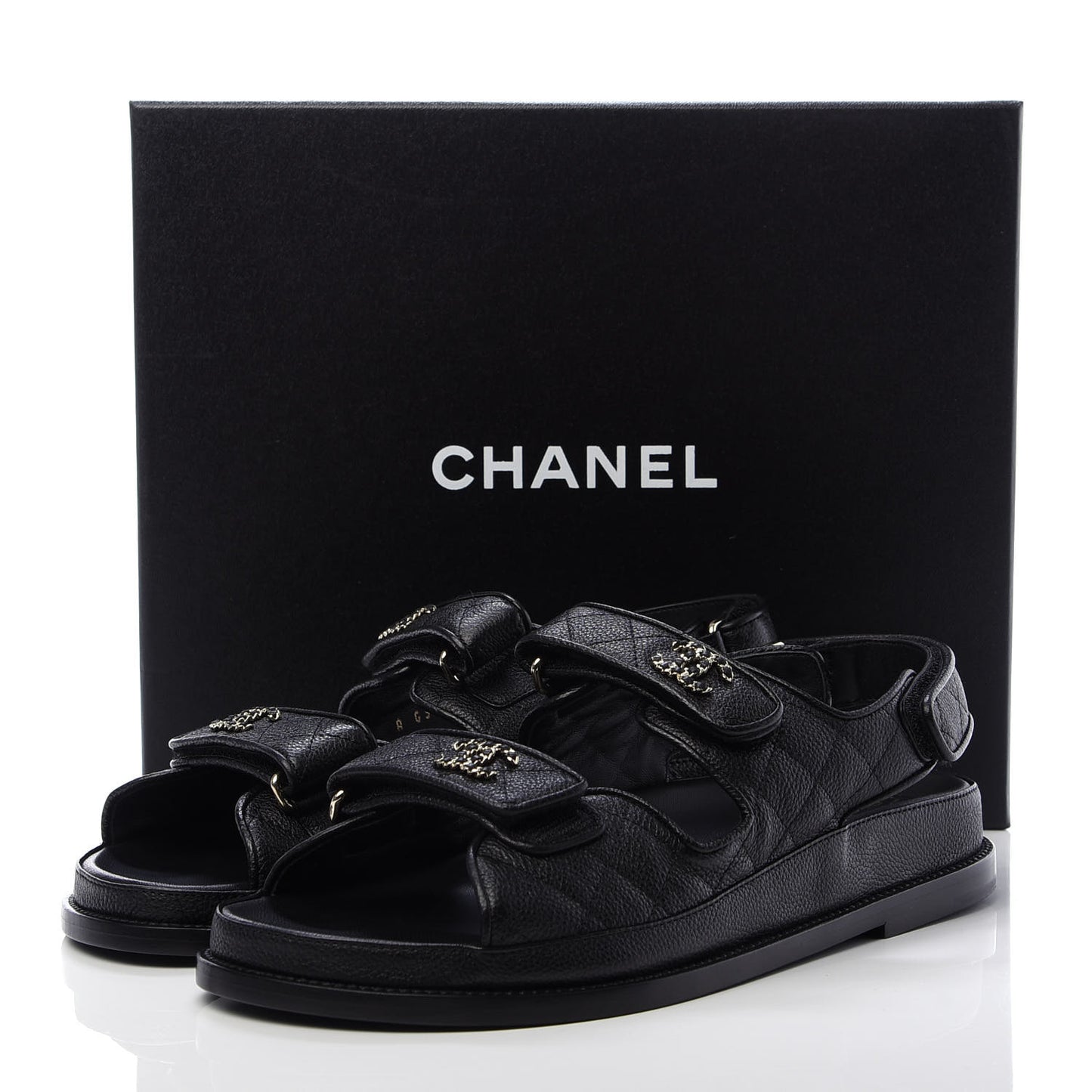 Caviar CC Flat Sandals 40.5 Black