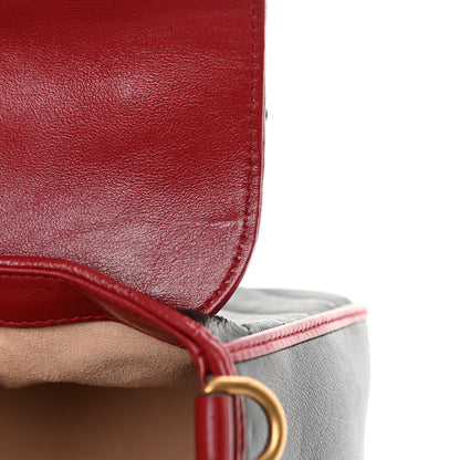 Gucci Vintage Effect Calfskin Matelasse Diagonal Mini Torchon GG Marmont Top Handle Shoulder Bag Black Romantic Cherry 11 of 11