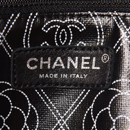 Chanel Coated Canvas Camellia Medium Shopping Tote Black Beige 9 of 10
