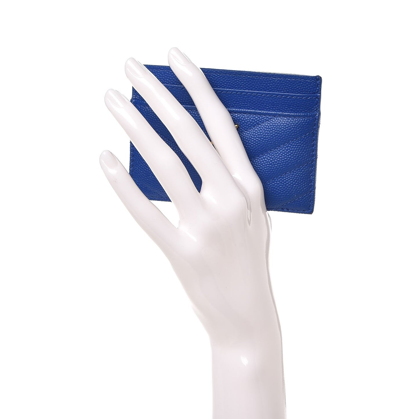 Grain De Poudre Matelasse Monogram Credit Card Case Blue Majorelle