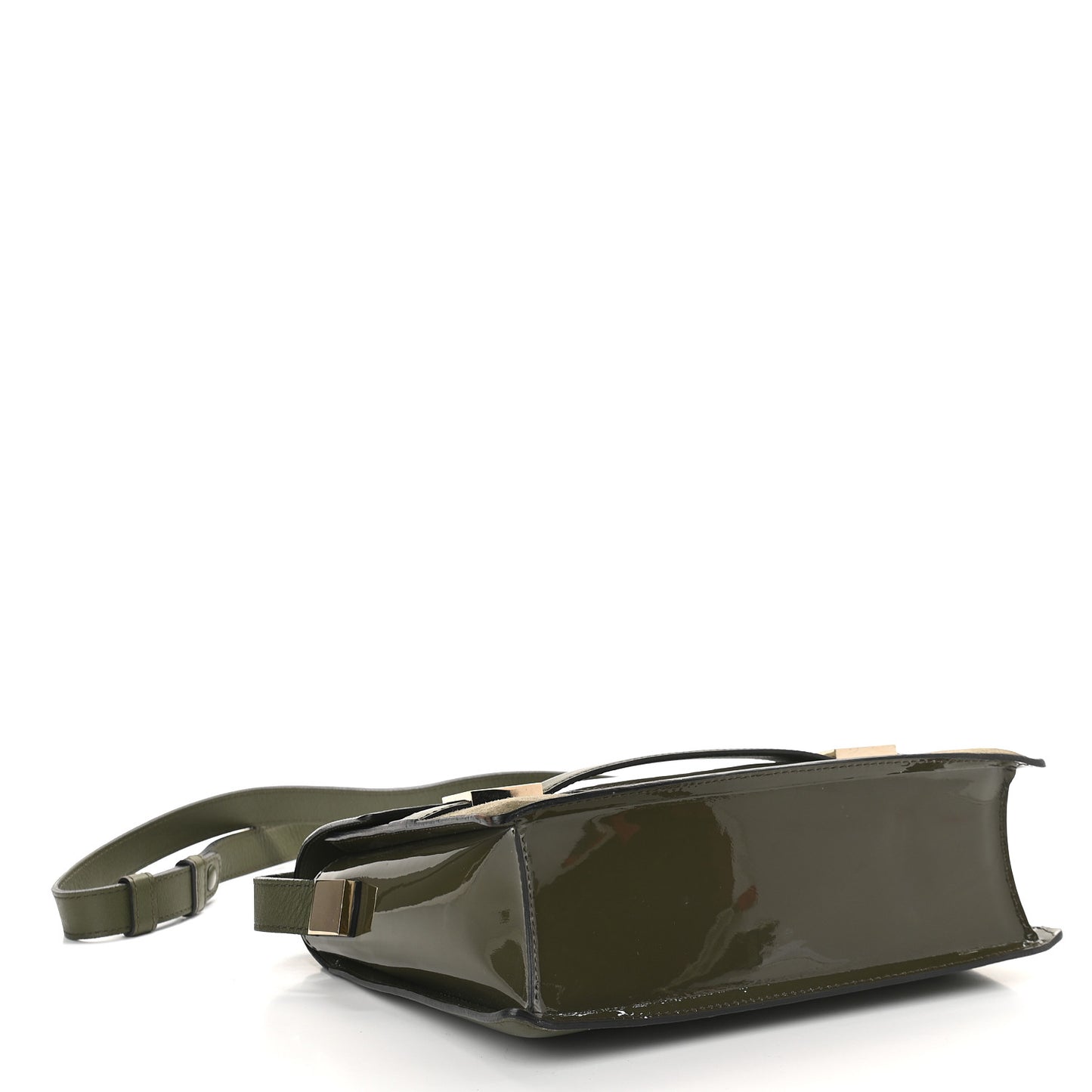 Patent Calfskin Suede PM Madame Shoulder Bag Kaki