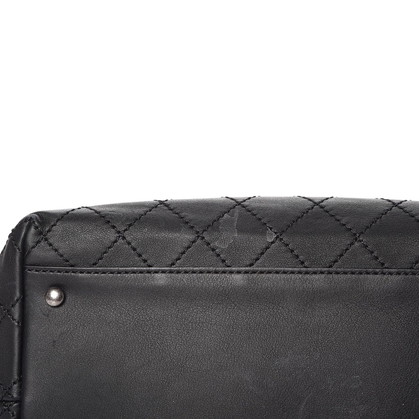 Calfskin Stitched Medium Shopping Tote Black