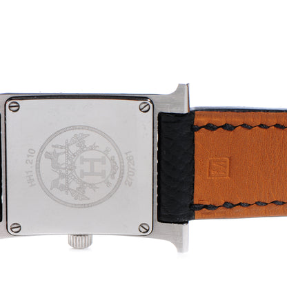Hermes Stainless Steel Epsom 21mm Heure H Hour Quartz Watch Noir 5 of 6
