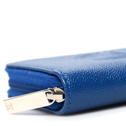 Chanel Caviar Timeless CC Zip Around Coin Purse Blue 9 of 11