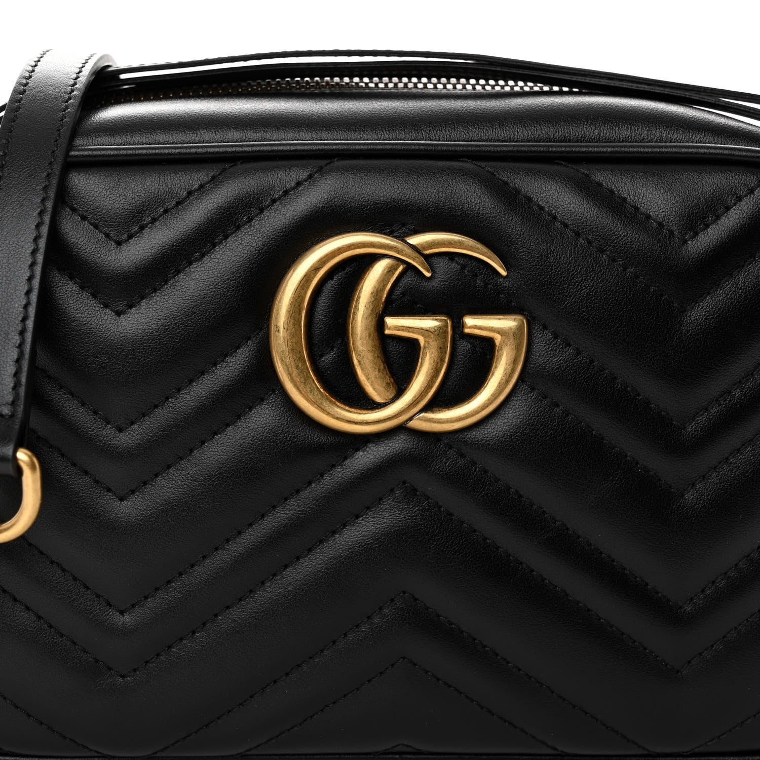 Gucci Calfskin Matelasse Small GG Marmont Chain Shoulder Bag Black 8 of 11