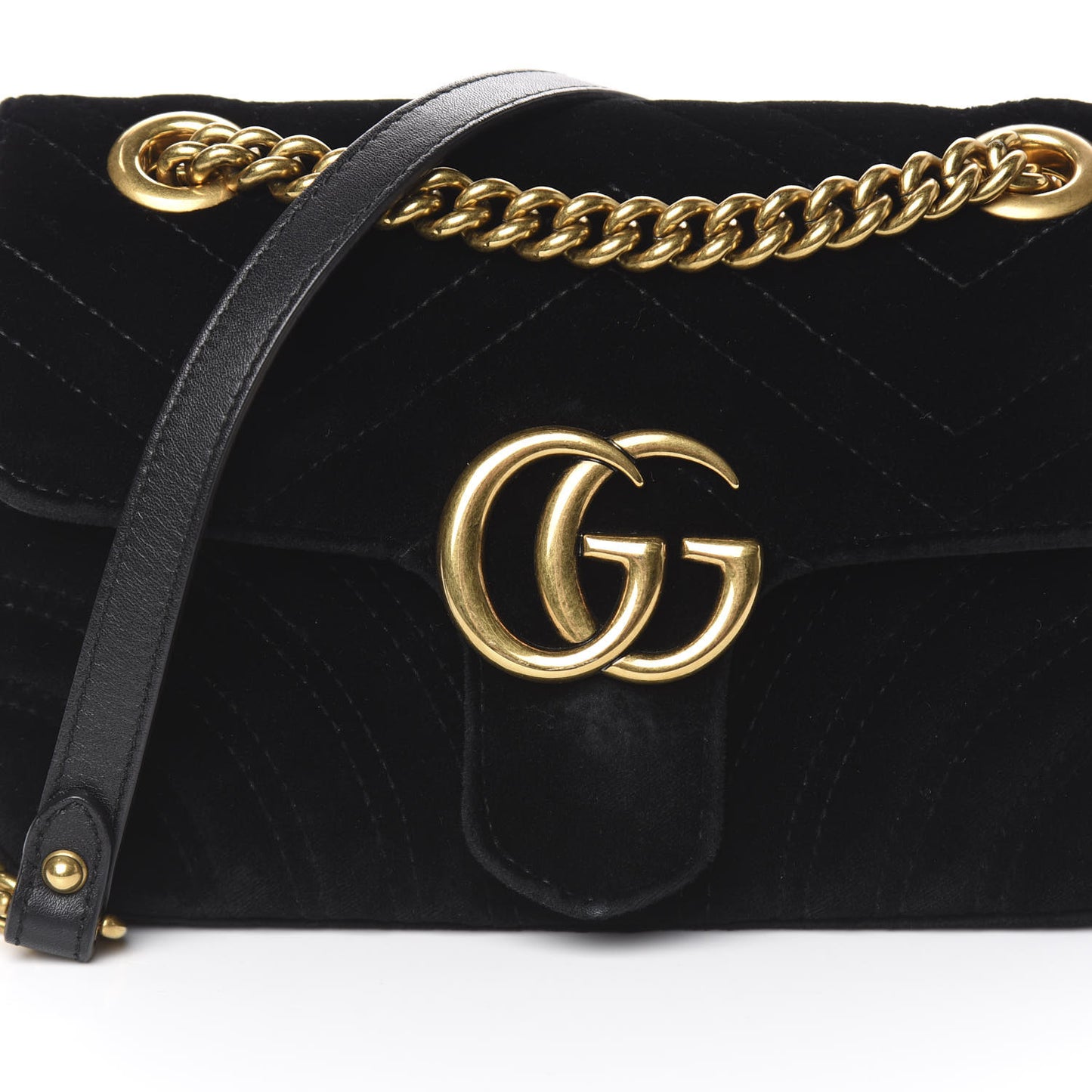 Velvet Matelasse Mini GG Marmont Shoulder Bag Black