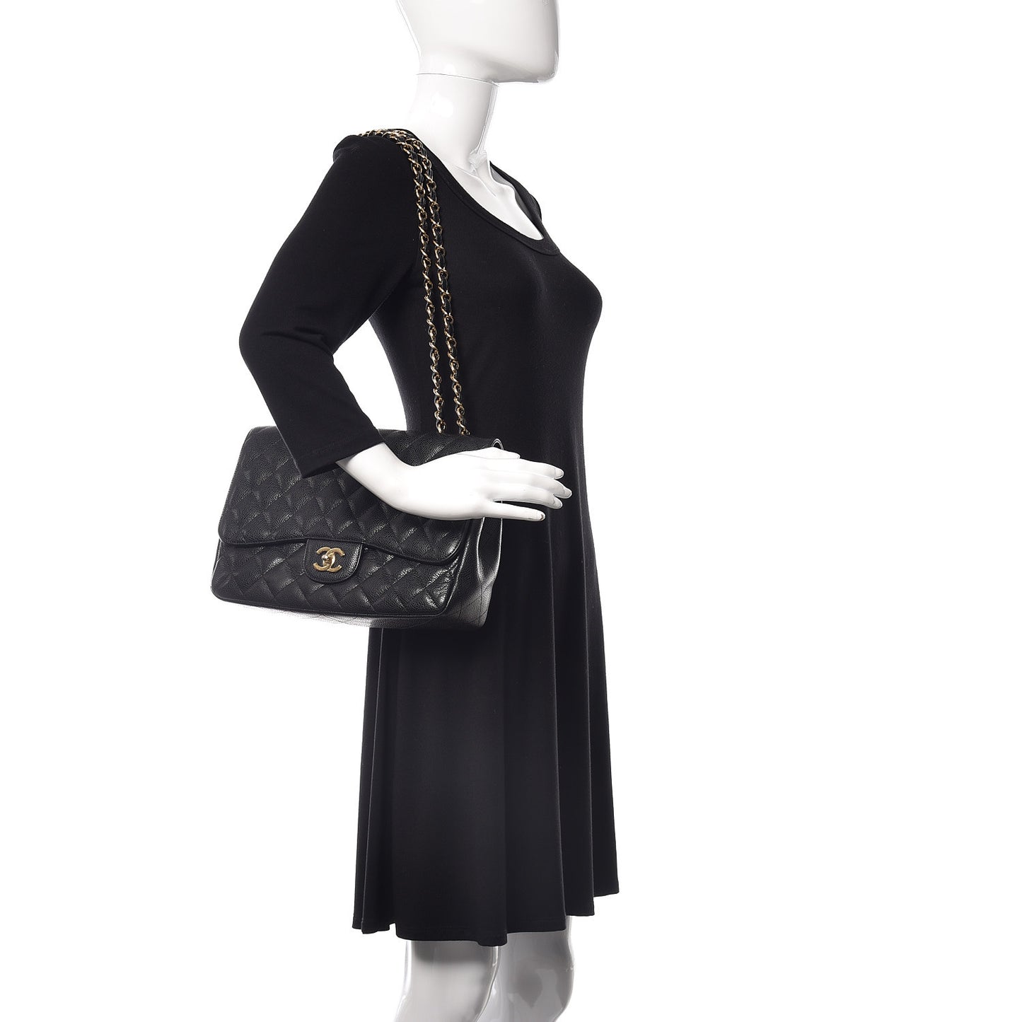 Caviar Quilted Jumbo Single Flap Black