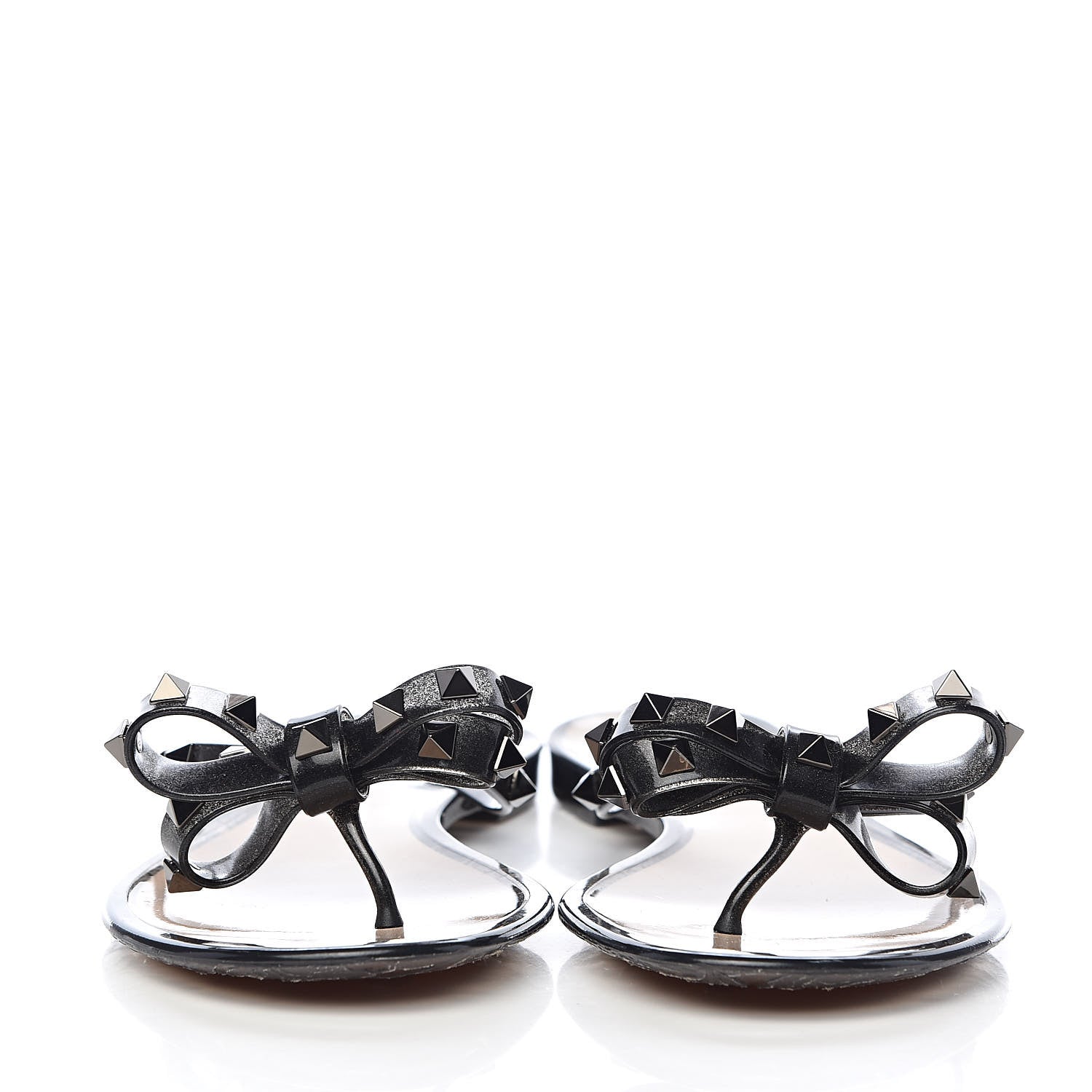 Valentino Garavani PVC Jelly Rockstud Bow Thong Sandals 41 Black 2 of 9