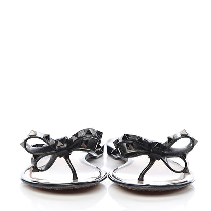 Valentino Garavani PVC Jelly Rockstud Bow Thong Sandals 41 Black 2 of 9