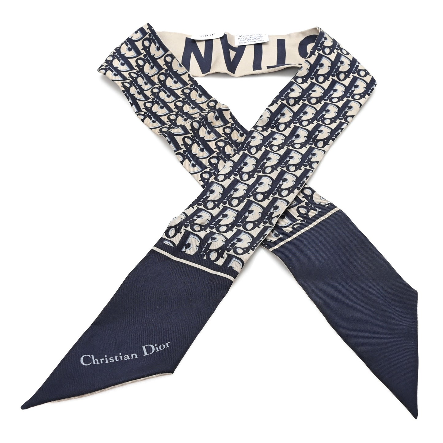 Silk Oblique Mitzah Scarf Bleu Marine Bleu Marine