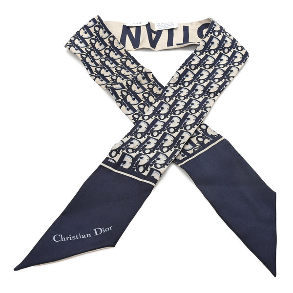 Christian Dior Silk Oblique Mitzah Scarf Bleu Marine Bleu Marine
