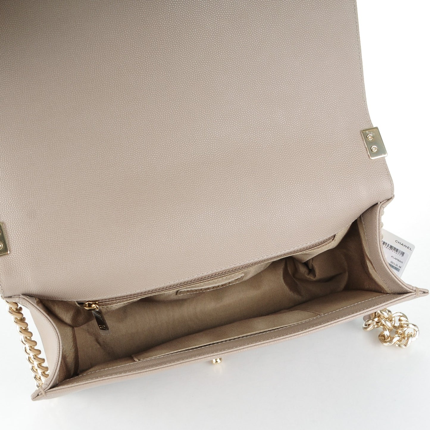 Caviar Quilted New Medium Boy Flap Dark Beige