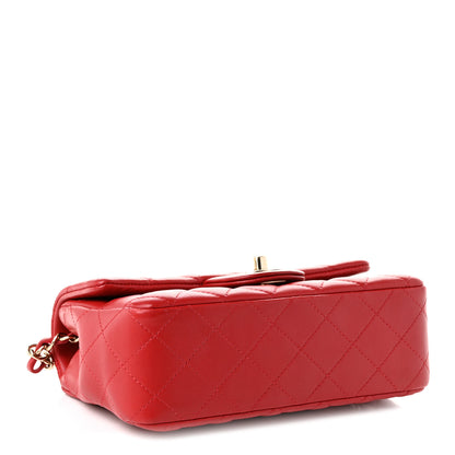 Chanel Lambskin Quilted Mini Rectangular Flap Red Dark Red 4 of 10