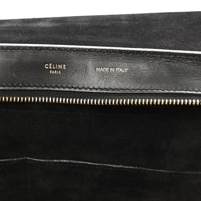 Celine Snakeskin Calfskin Medium Trapeze White Black 6 of 10
