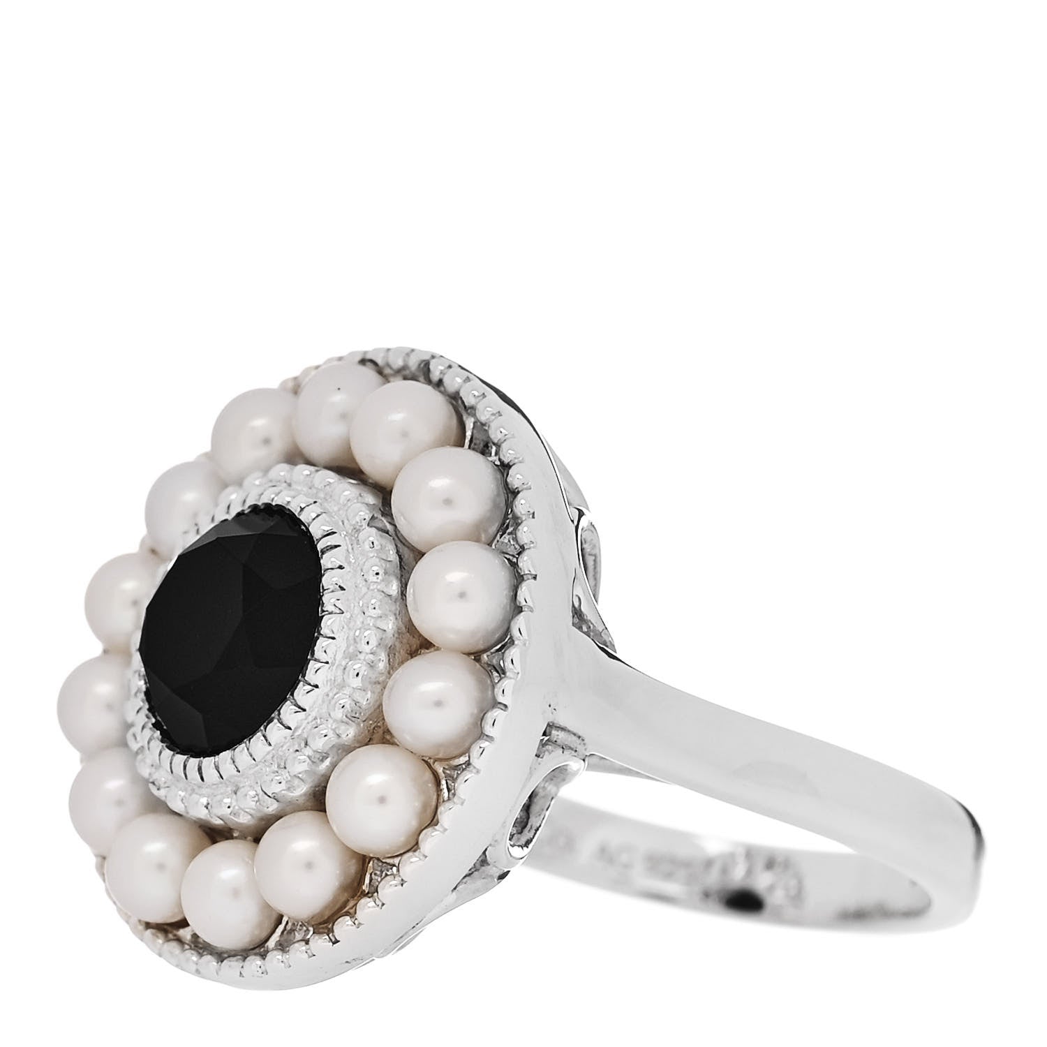 Tiffany Sterling Silver Black Onyx Freshwater Pearl Ziegfeld Ring 52 6 3 of 5