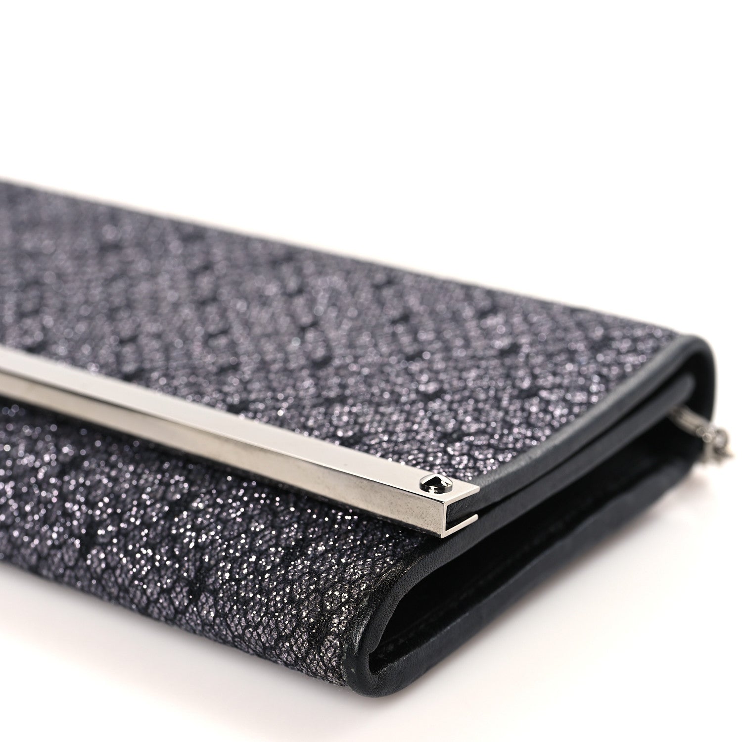 Jimmy Choo Glitter Milla Wallet on Chain Black Anthracite 8 of 8