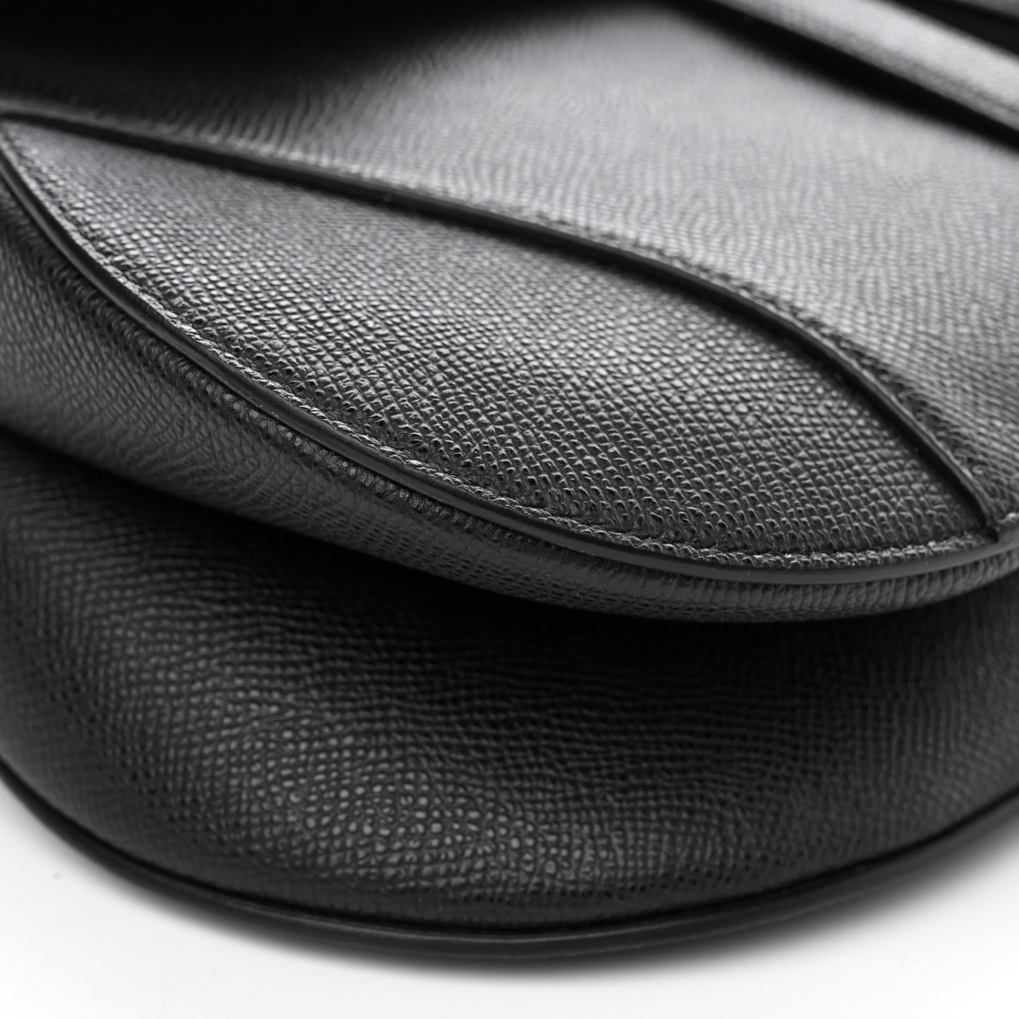 Grained Calfskin Saddle Bag With Strap Black