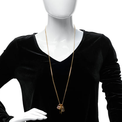 Chanel Metal Crystal Charm Necklace Purple Gold 2 of 6