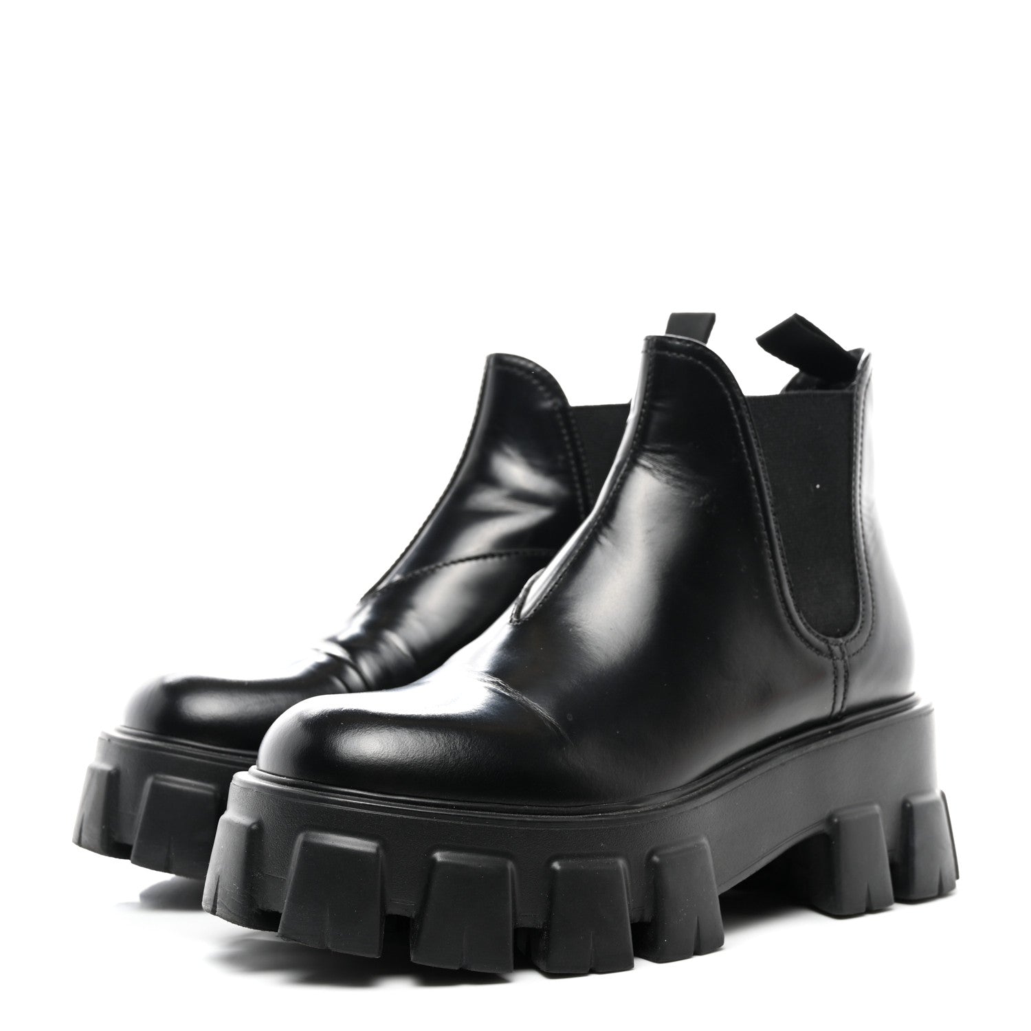 Prada Spazzolato Rois Monolith Chelsea 55mm Ankle Boots 36 Black 3 of 12
