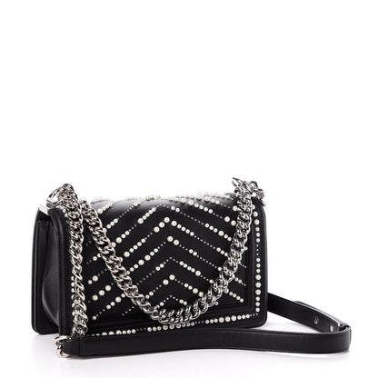 Chanel Calfskin Pearl Chevron Medium Boy Flap Black 3 of 10