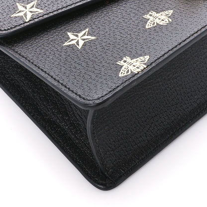 Gucci Textured Calfskin Bee Star Print Small Sylvie Shoulder Bag Black 10 of 11
