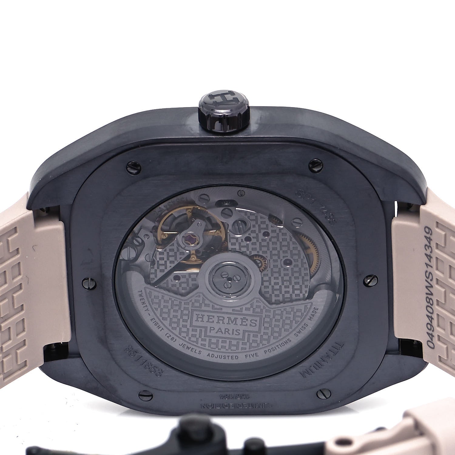 Hermes Titanium Rubber 39mm H08 Special Edition Automatic Watch Taupe 4 of 5