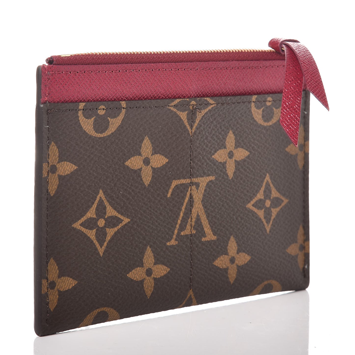 Monogram Zipped Card Holder Fuchsia
