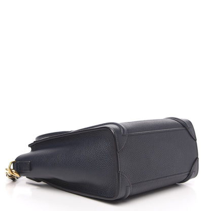 Celine Drummed Calfskin Nano Luggage Navy Blue 4 of 10