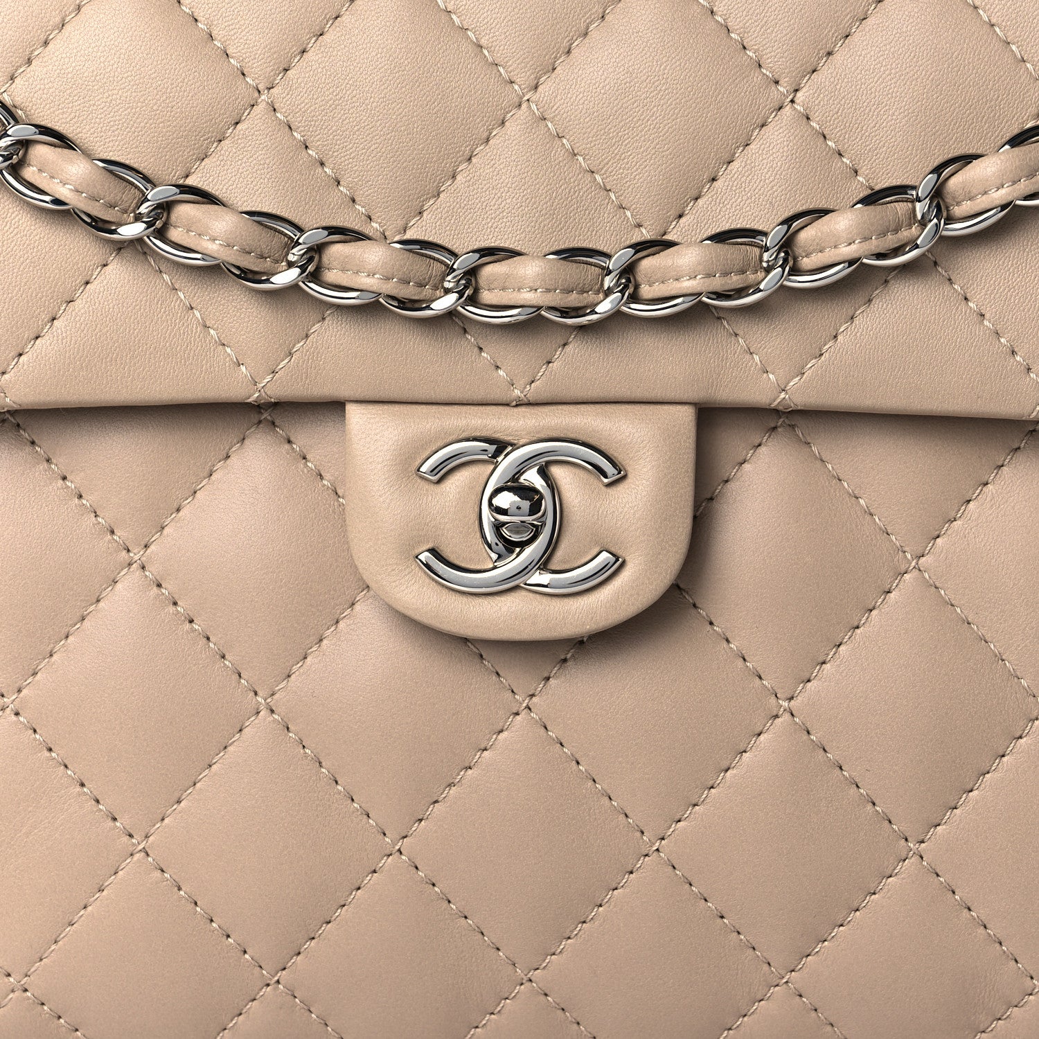 Chanel Lambskin Quilted CC Accordion Shopping Bag Beige 7 of 10