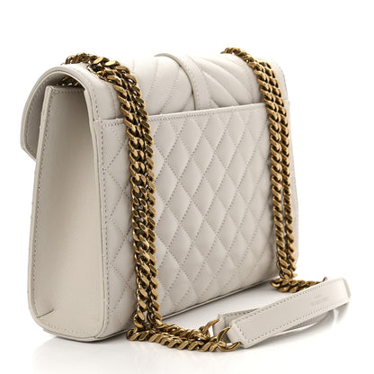 Saint Laurent Grain De Poudre Textured Mixed Matelasse Medium Triquilt Monogram Satchel Porcellana 3 of 12