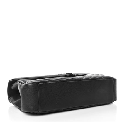 Saint Laurent Sheepskin Matelasse Chevron Monogram Large College Satchel Black 4 of 10