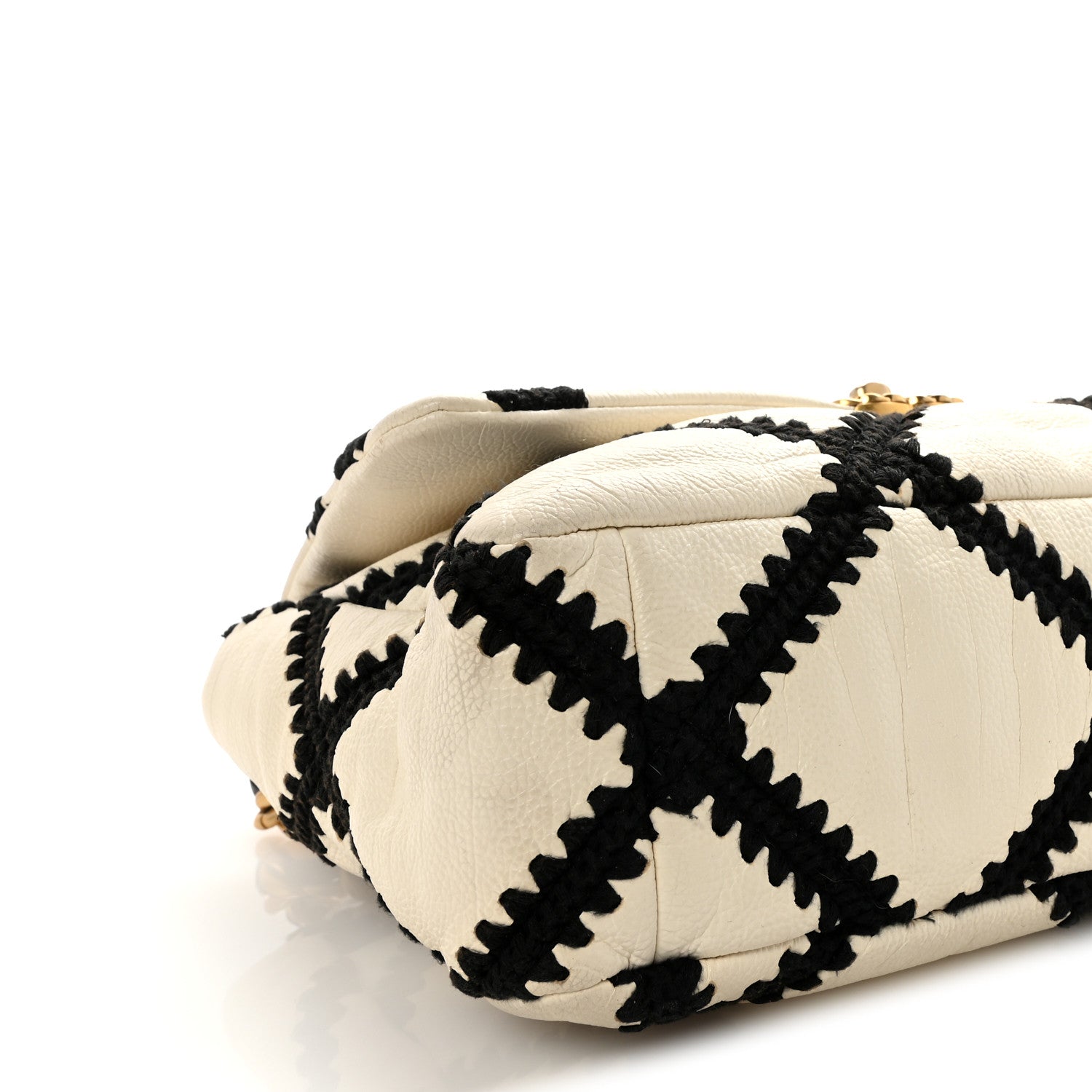 Chanel Calfskin Crochet Large Chanel 19 Flap White Black 1858769